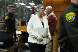 Jennifer Crumbley is escorted away in court February 5, 2024 in Pontiac, Michigan. She was found guilty of involuntary manslaughter.